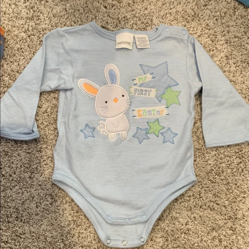 Miniwear Blue 'My First Easter' Baby Onesie